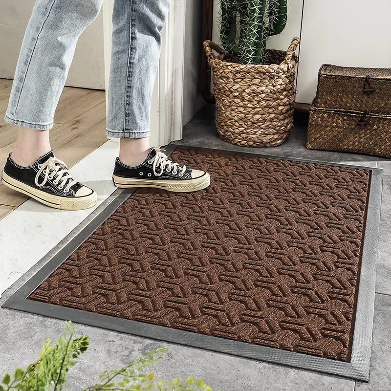 

Eovna Rubber Bottom Door Mats Outdoor Antiwear Ant-Slip Floor Mats Bathroom Carpet Rugs Gray Plaid Hallway Entrance Doormat