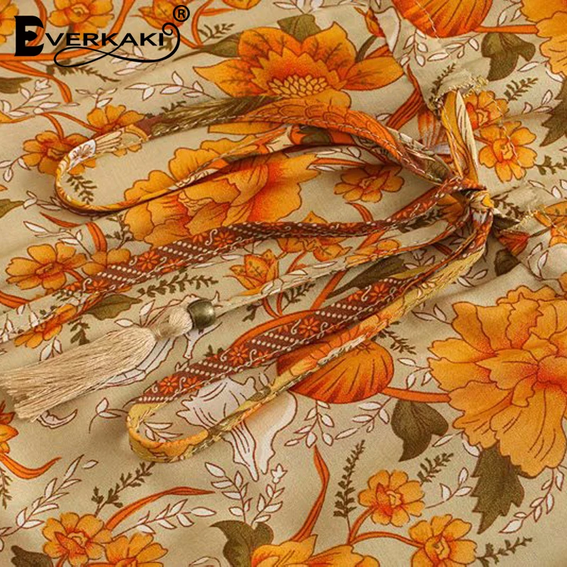 

Everkaki Boho Floral Print Mini Dress Women Vestidos Summer Vintage Ladies Gypsy Short Dresses Ethnic Female 2020 Spring New