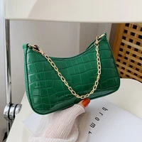 stone pattern pu leather armpit bag for women 2021 solid color chain shoulder handbags fashion hand bag female travel tote