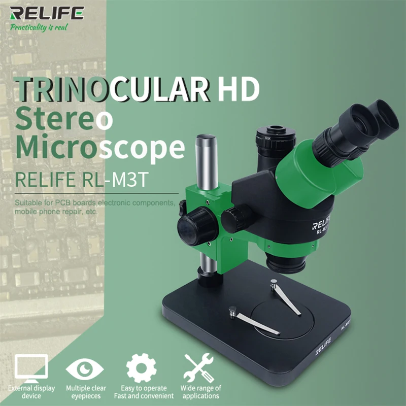 Купить Тринокулярный микроскоп RELIFE для ремонта фотографий, стерео 7X-45X, масштабирование, сочетается с камерой HDMI, инструменты для часов Pаспродажа Тринокулярный микроскоп RELIFE для ремонта фотографий, стерео 7X-45X, масштабирование, сочетается с камерой HDMI, инструменты для часов