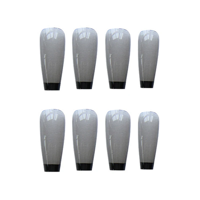 

24pcs false nails with glue Ballet Transparent Black Wear Long Paragraph Fashion Manicure Patch False Nails Wearable Nail Patch