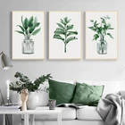 Картина на холсте с зелеными листьями растений, плакаты на стену, настенные художественные плакаты и принты, картины для гостиной, Современное украшение для дома