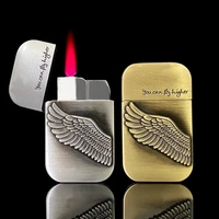 red torch lighter personality creative embossed zinc alloy angel wings gas inflatable metal windproof lighter cool gift for men