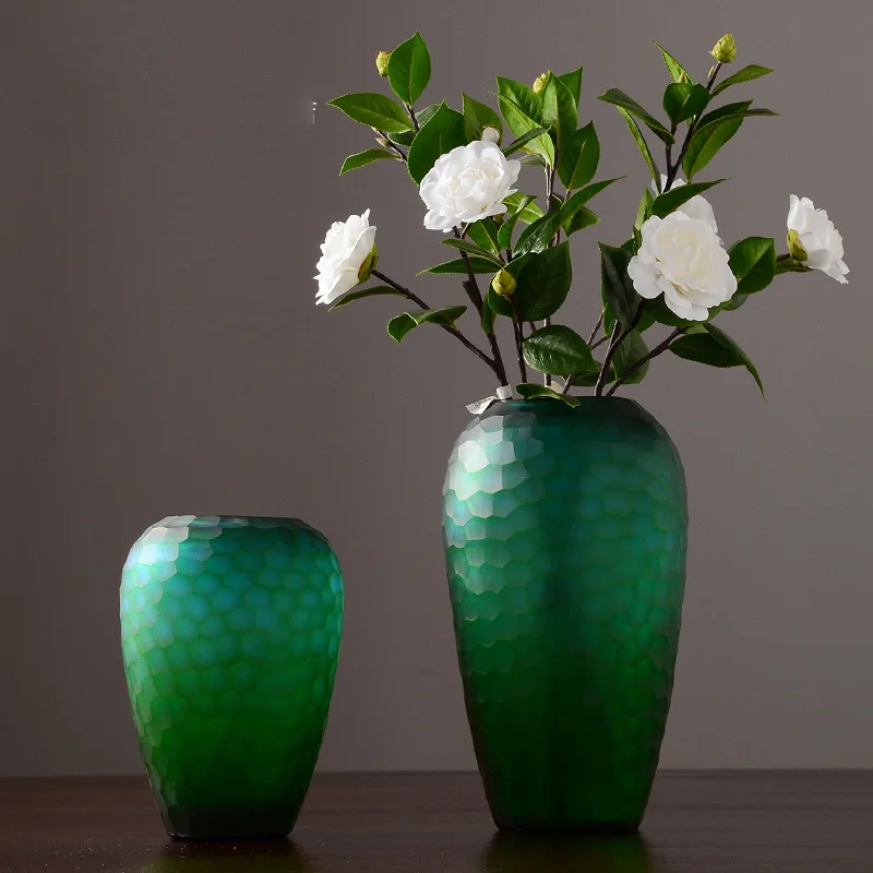 

Modern Transparent Vase Green Simple Creative Large Vase Floor Living Room Decoration Table Decor Jarrones Home Decor BN50HP