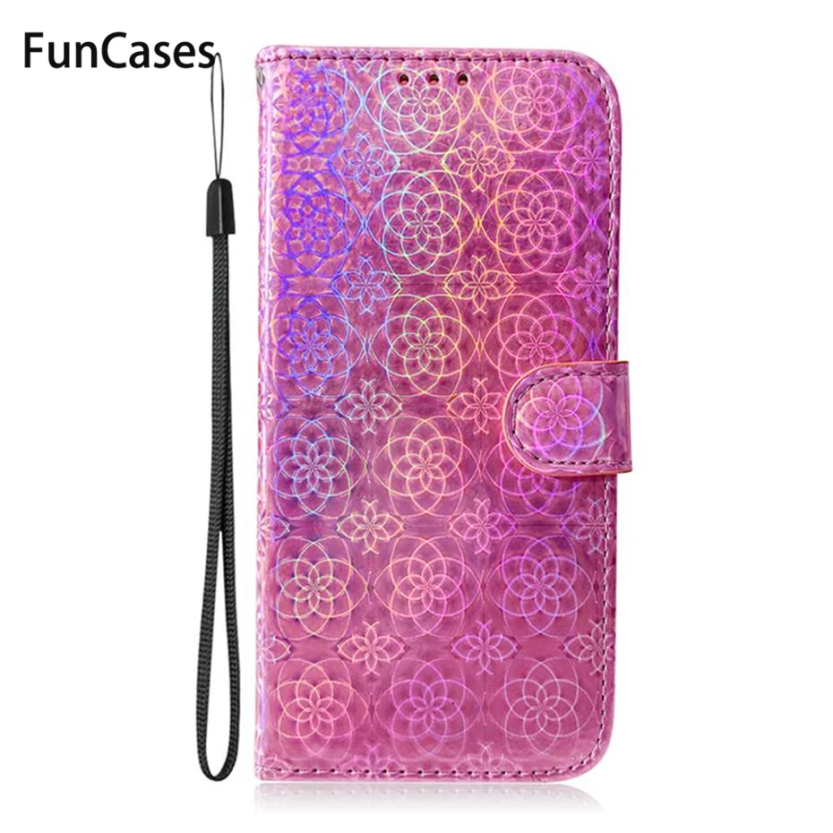 Лазерный флуоресцентный флип-чехол для Huawei P30 P20 Mate 20 Pro Lite Y5 Y6 Y7 Y9 P Smart Z 2019 Plus Honor 9X 8X