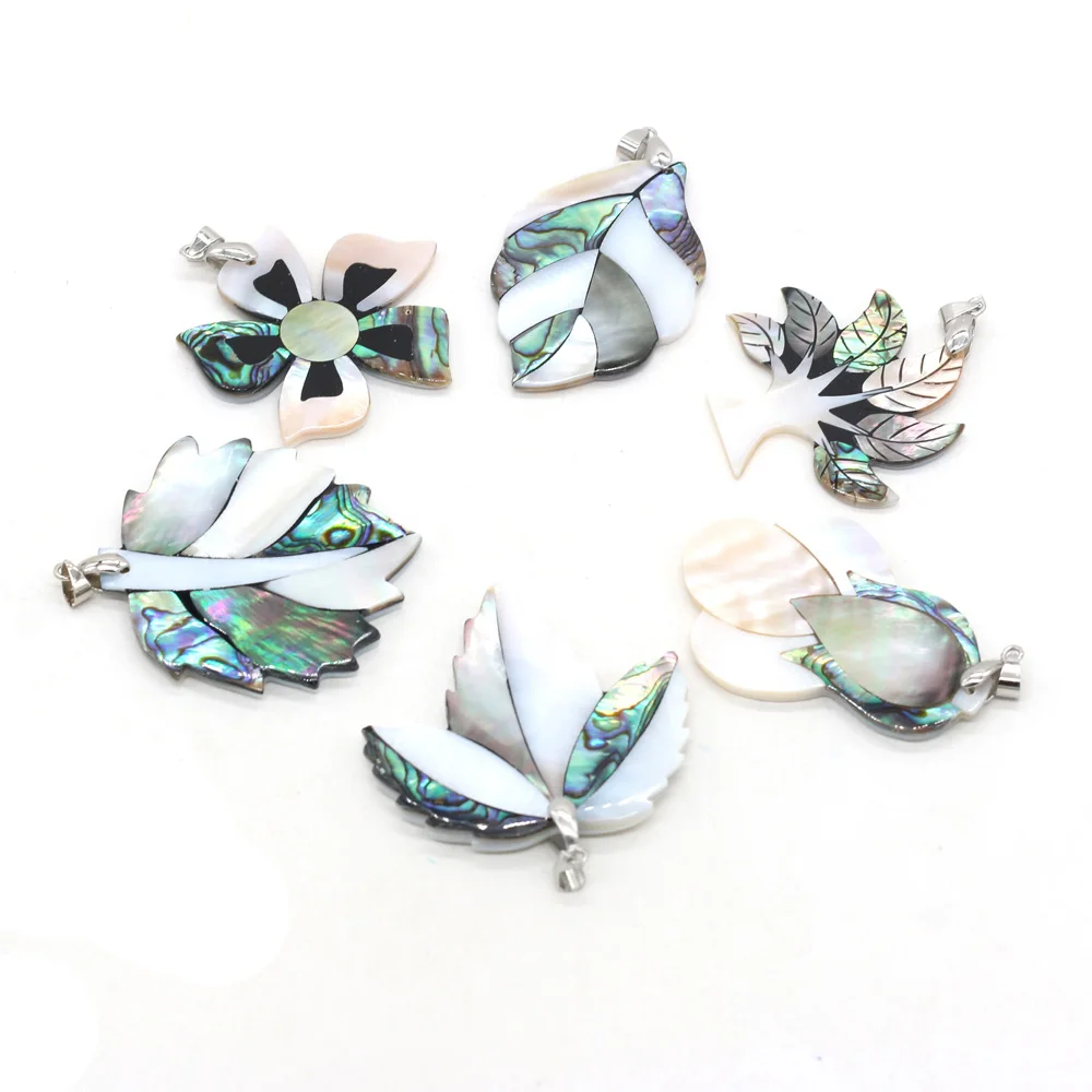 

Natural Shell Pendant Flower Tree Fish Maple Leaf Shape Abalone Shell Charms for Women DIY Necklace Jewelry Making
