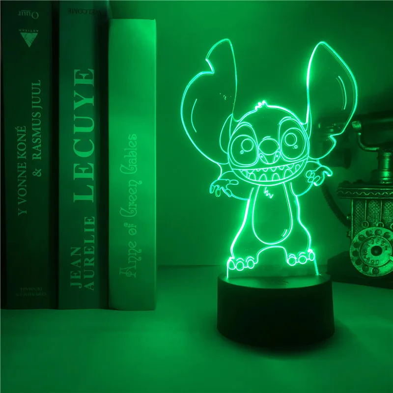 Disney мультяшная фигурка Лило и Стич 3D лампа детская спальня светодиодный