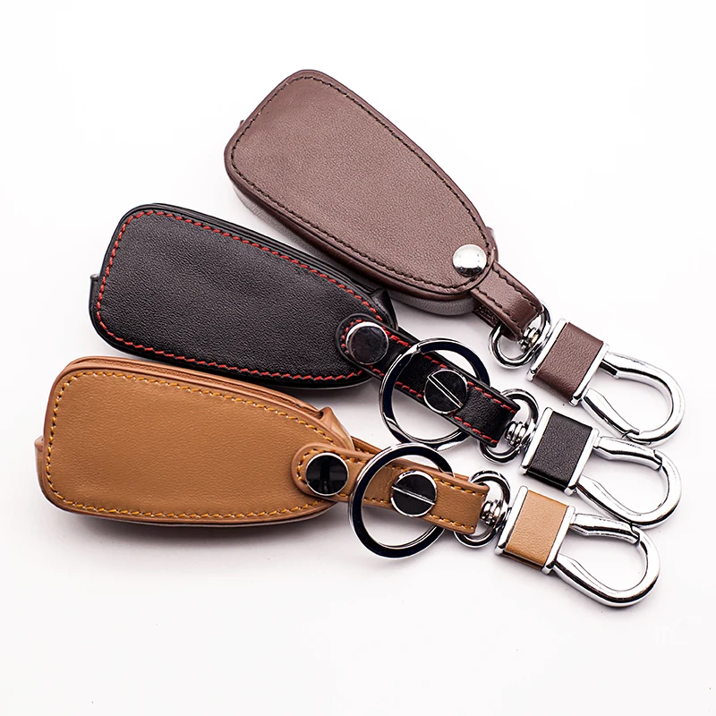

High Quality Genuine Leather Car Key Case Cover Holder For Ford Focus 3 MK3 ST New Fiesta Kuga ,3 Buttons Folding Protect Shell