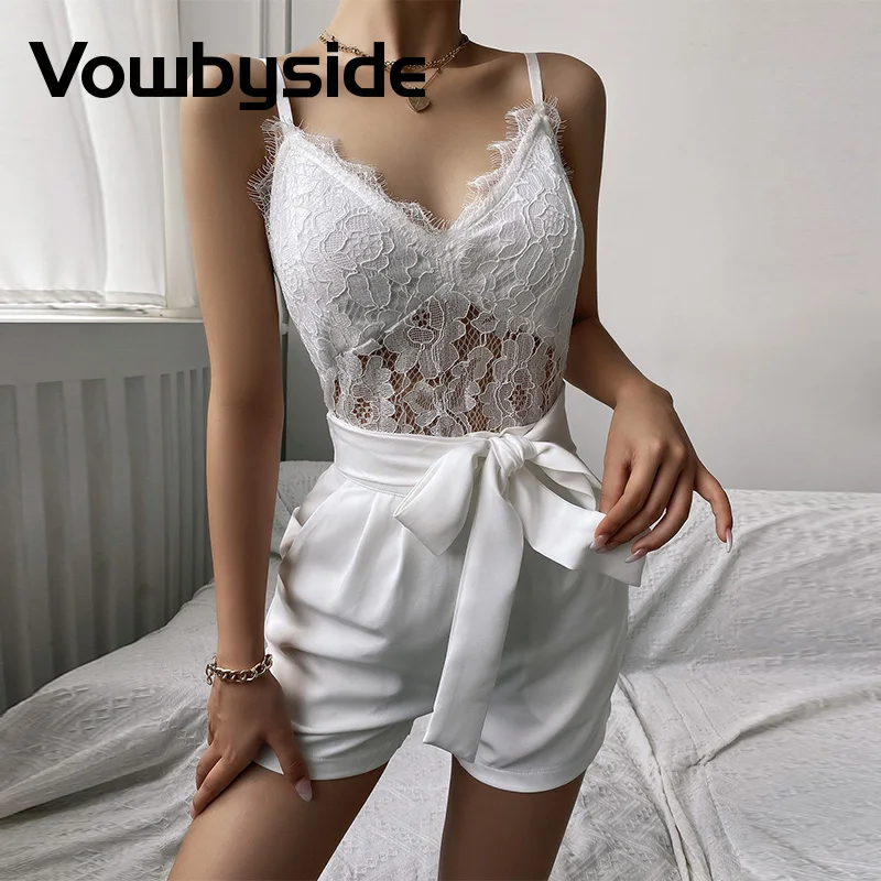 

Crochet Lace Spaghetti Strap Top & Shorts Set