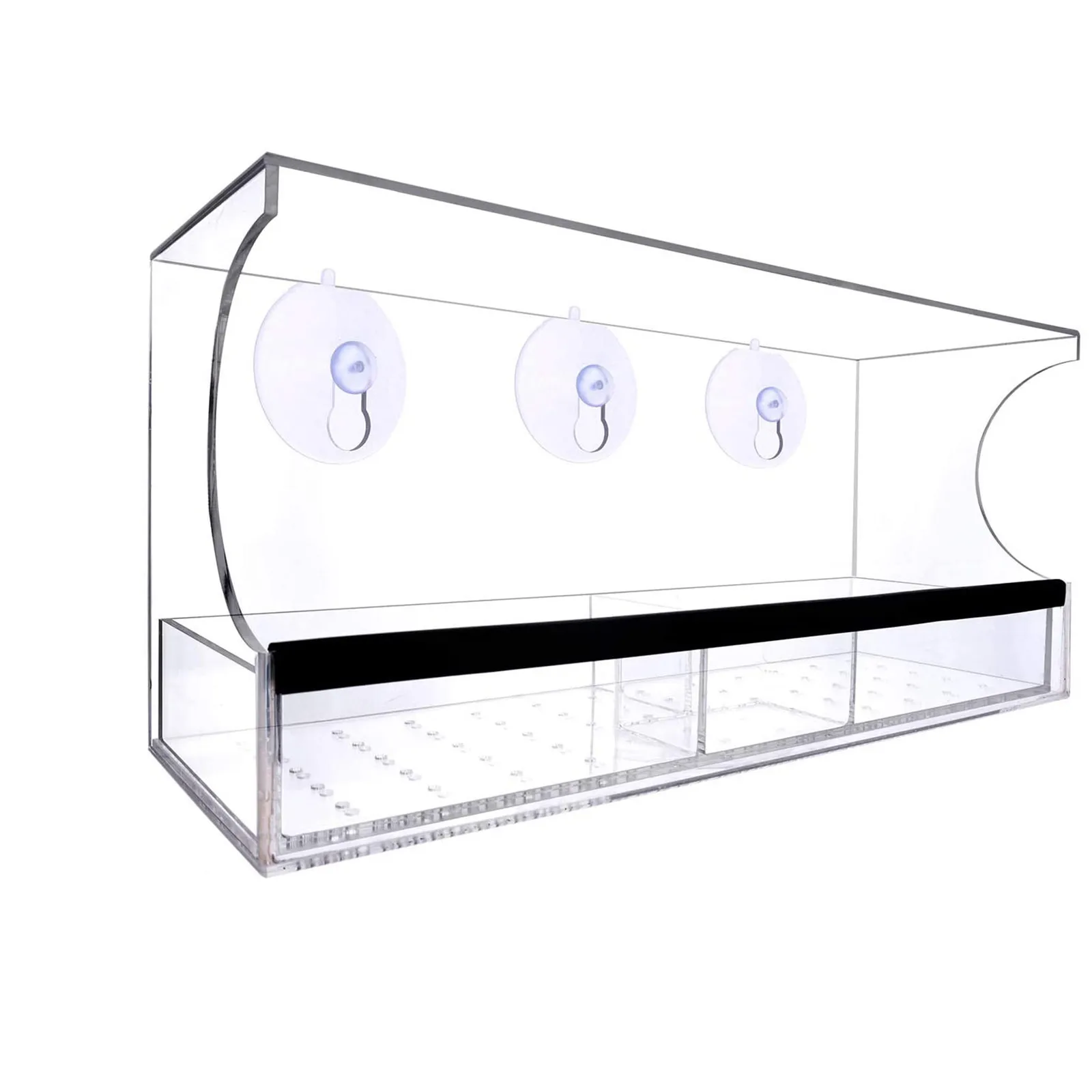 

Window Hanging Bird Feeder Extended Roof Sliding Feeding Tray Drainage Device