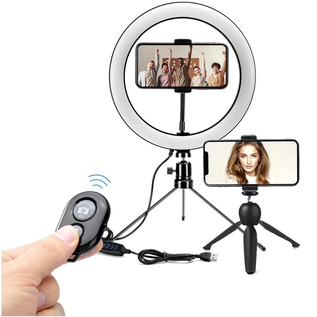

10" Fill Ringlight Selfie Circle Light Photography Makeup Live YouTube LED Dimmable Ring Lamp Tripod Stand Phone Holder