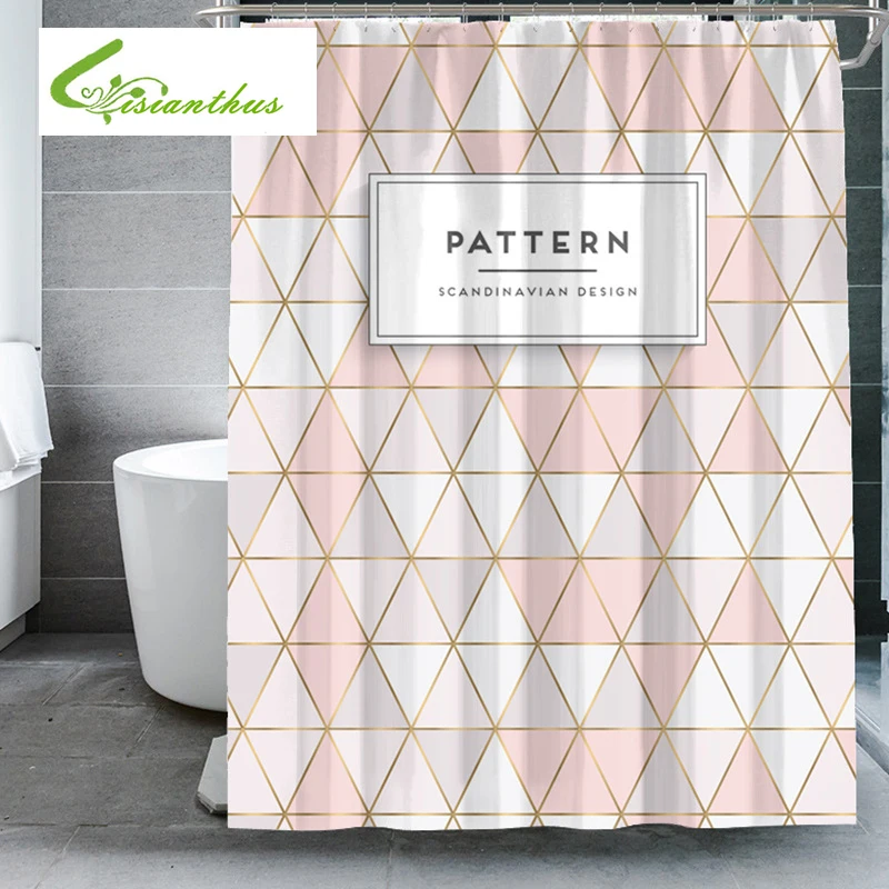 Скандинавская занавеска для душа Геометрическая Розовая Занавеска ванны ванной