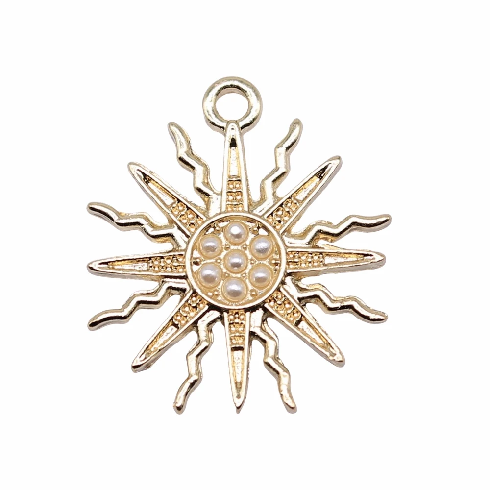 

10pcs 22x19mm KC Gold Color Sun Charms Pendant For Jewelry Making Earring Making Accessories