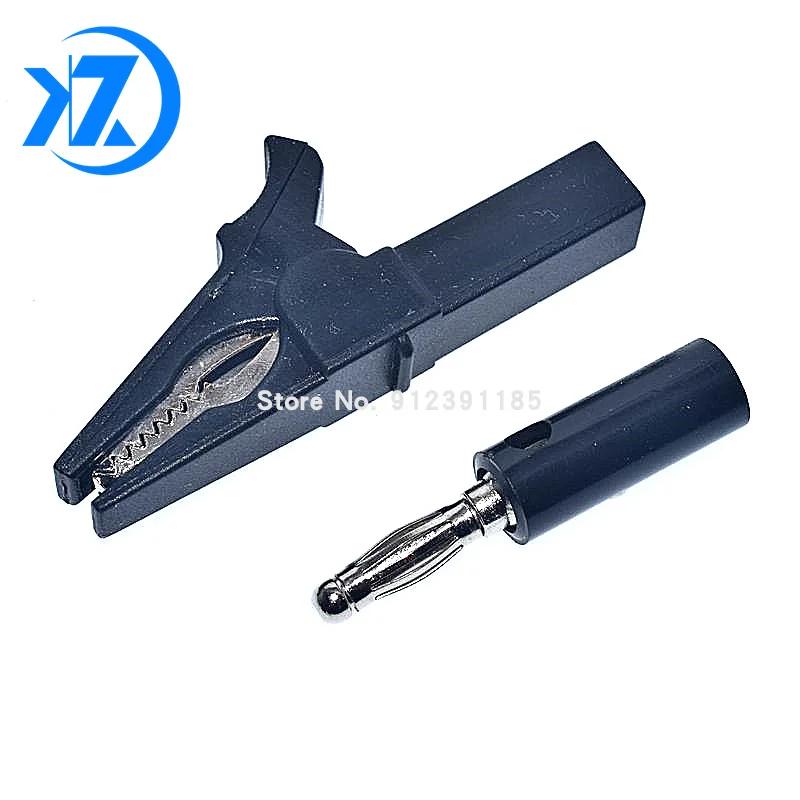 Зажим типа крокодил 55 мм + вилка банан тестовый щуп с кабельными зажимами 4 |