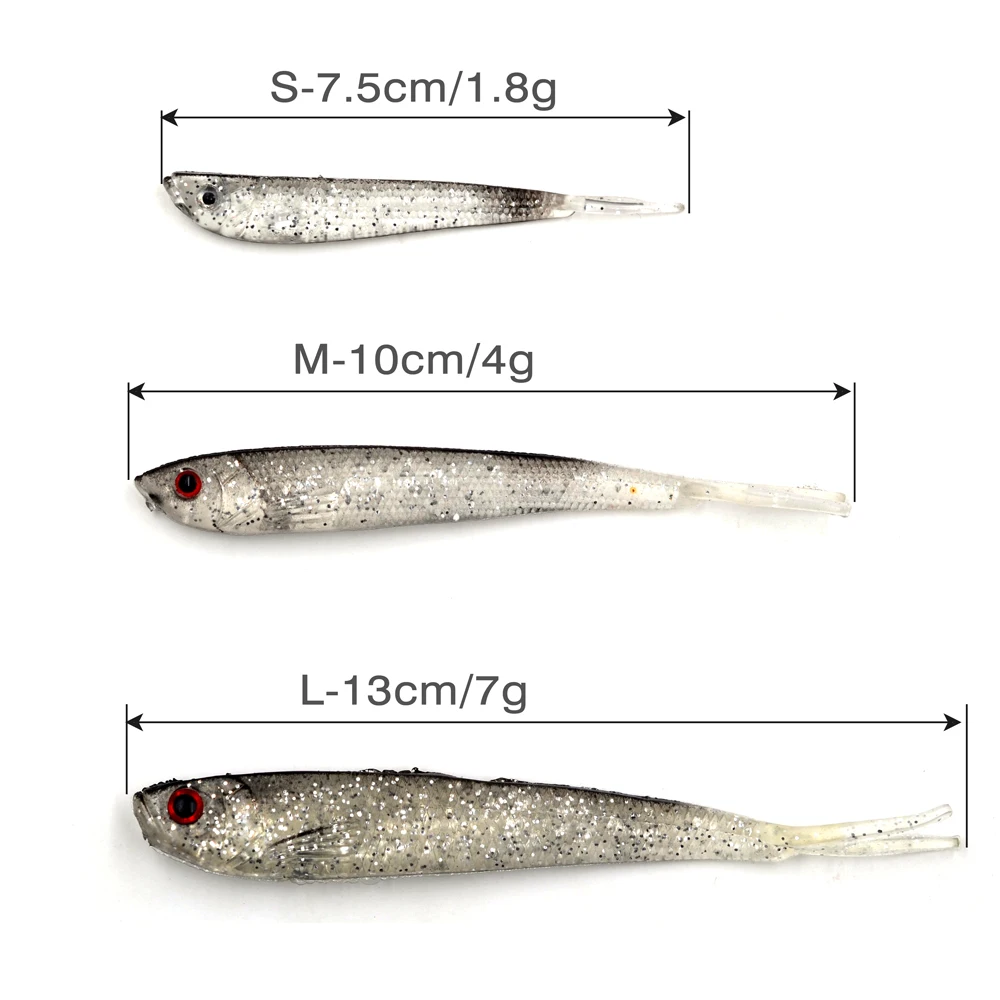 

MNFT 12Pcs/Lot Soft Bait Fishing Lure 3D Eye Worm Silicone Bass Minnow Bait jig Wobbler Swimbaits Lure