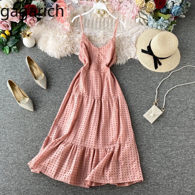 Женское длинное платье комбинация Gagarich пляжное с оборками v образным вырезом и