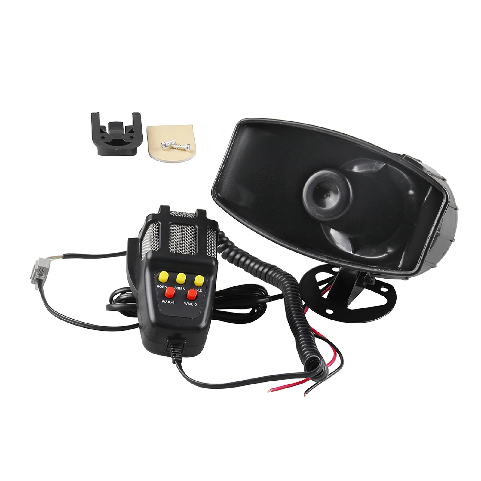 

Hot 12V 300db 100W Plastic Air Horn Siren Speaker For Auto Car Vehicle Truck Alarm Horn With MIC Loud Speaker Siren 5 Sounds
