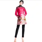 Купальник с принтом Буркини, китайский, красный, полный купальный костюм, женский, длинный рукав, купальник, мусульманский, Цветочный, баян, Майо, рыбалка, буркинье, S-4XL