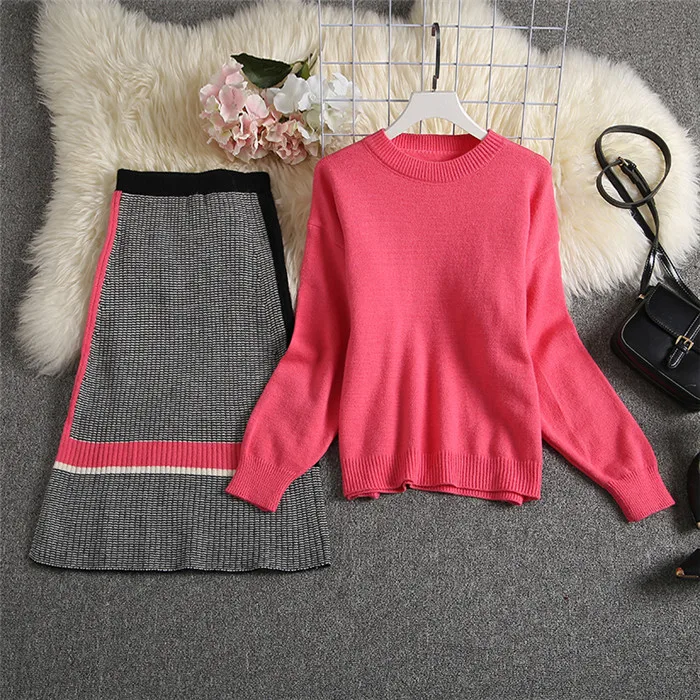 ALPHALMODA осень новое поступление Женский вязаный свитер юбка костюмы яркий цвет Молодежный Зимний вязаный костюм комплект из 2 предметов