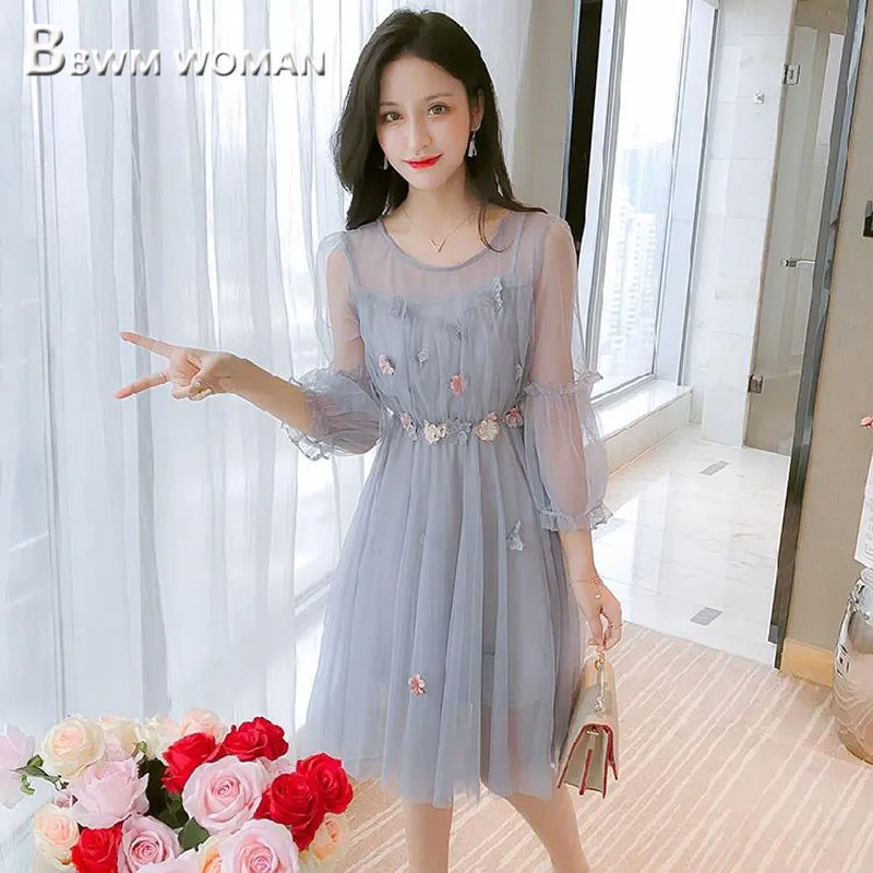 Новинка Весна 2019 милое женское платье модные облегающие Женские платья из двух