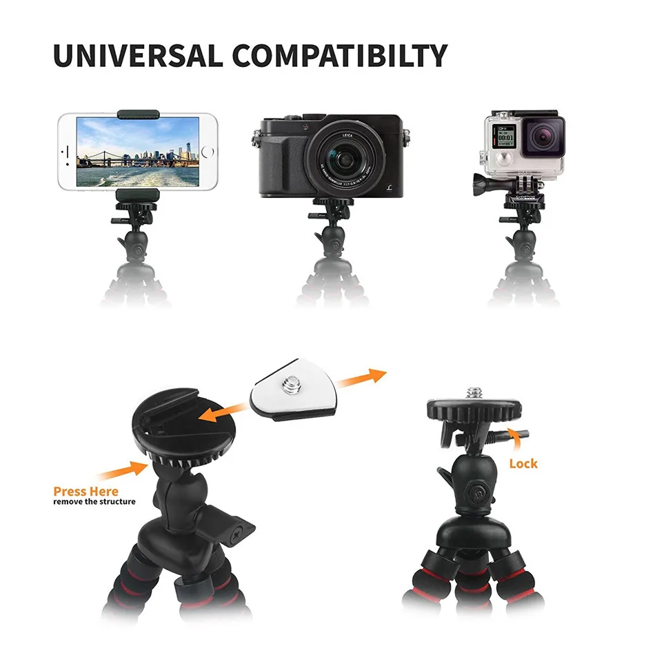 Гибкий Средний Осьминог Губка Штатив для iphone Samsung Xiaomi Мобильный телефон Экшн