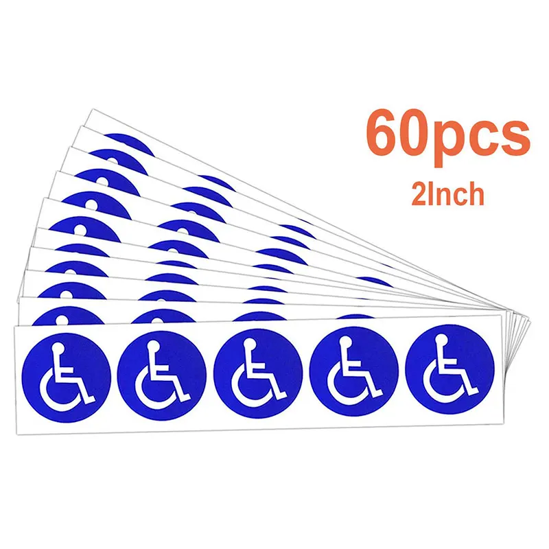 

Disabled Wheelchair Symbol Labels | Handicapped Access Sticker Signs 2 inch Round Convenient Decals for Handicapped Parking