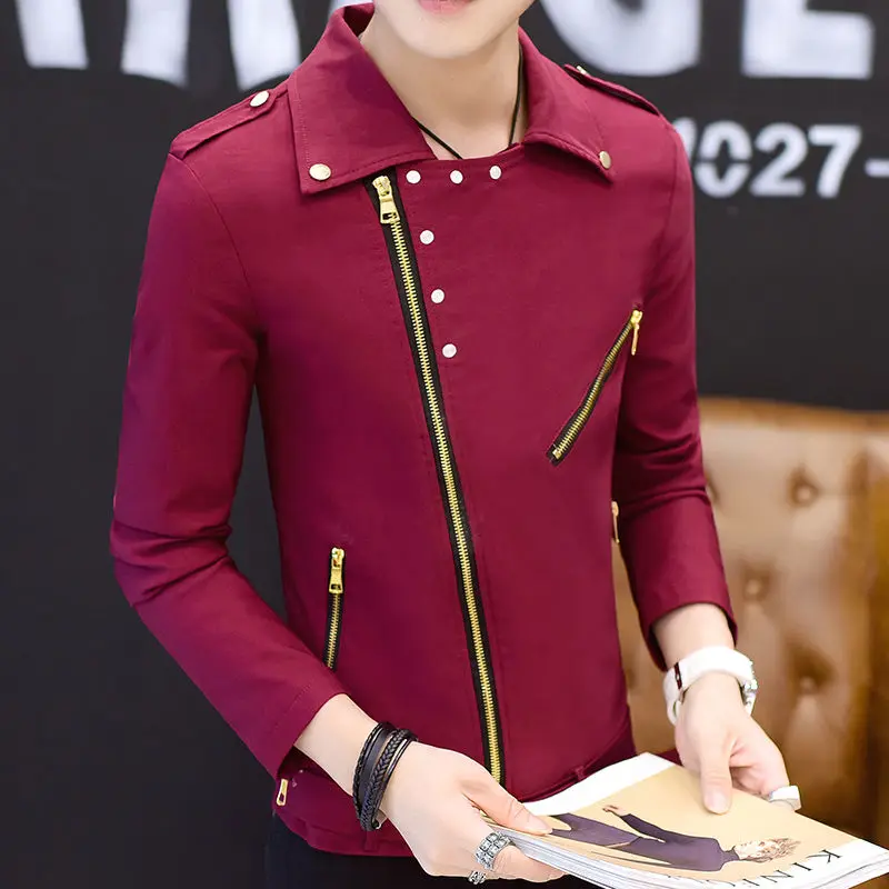 Модная мужская мотоциклетная куртка Idopy в Корейском стиле приталенный силуэт на