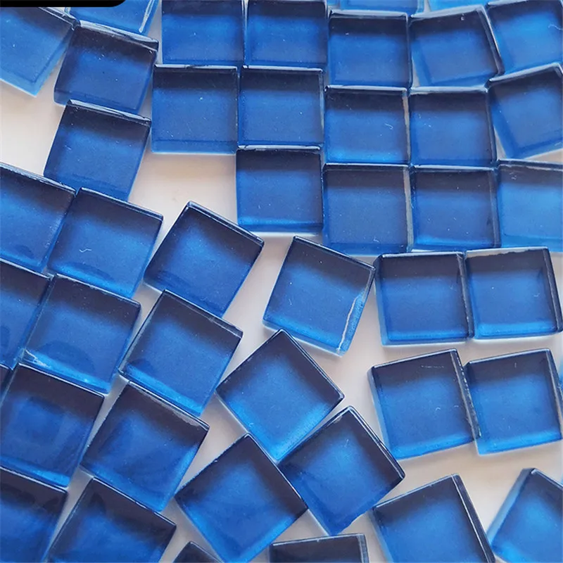 sea blue 50 штук 10*10*4 мм цветной Кристальный стеклянный квадратный пазл для детей креативные настольные игры - Цвет: sea blue