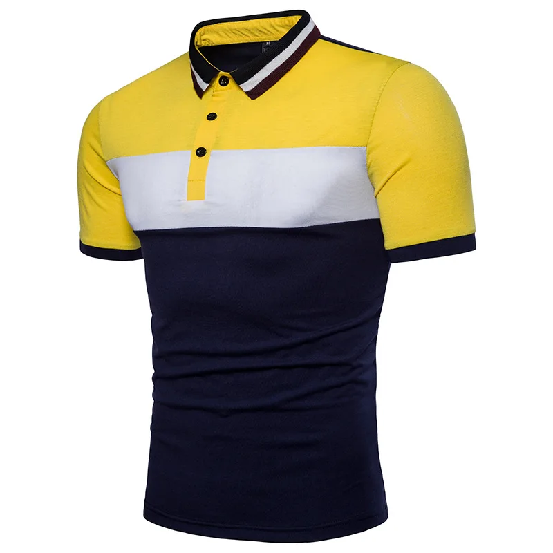 

New Arrival Summer Men Polo Shirt High Quality Chest Three Stripe Color Matching Men's Polo Shirts Casual Lapels Tops Streetwear