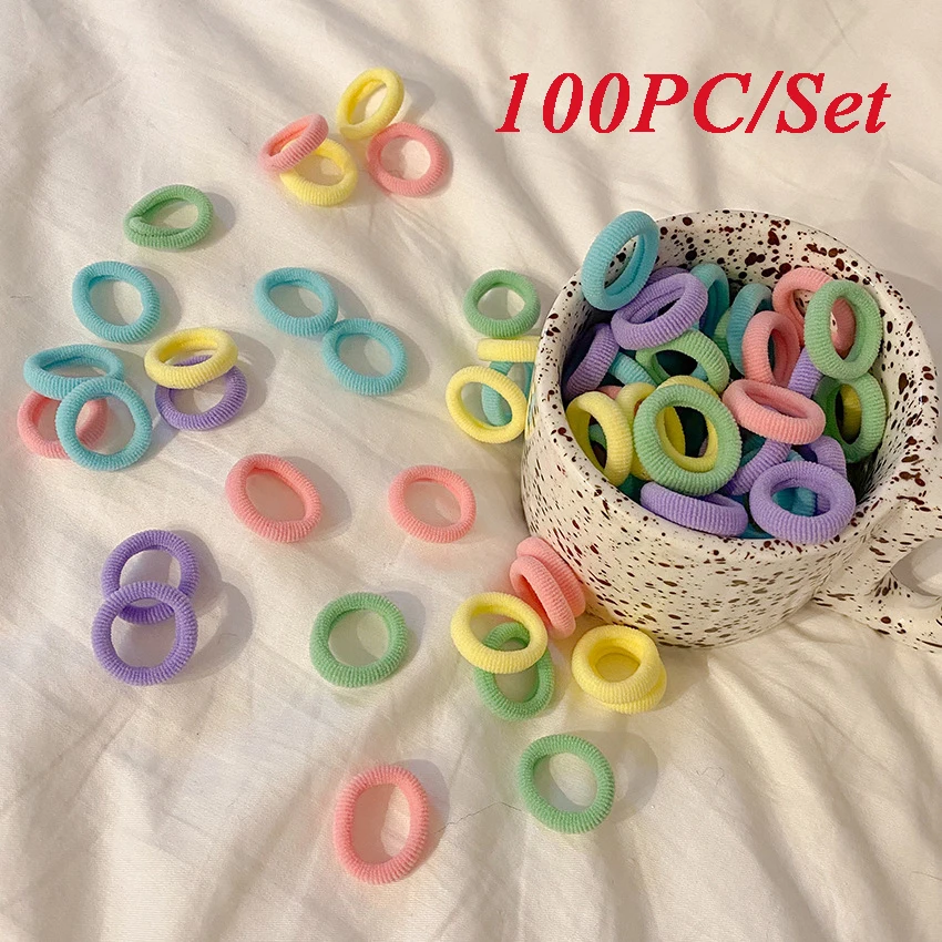 

100 шт./компл. модные милые детские резинки для девочек аксессуары для волос милые детские резинки для волос в Корейском стиле карамельных цв...