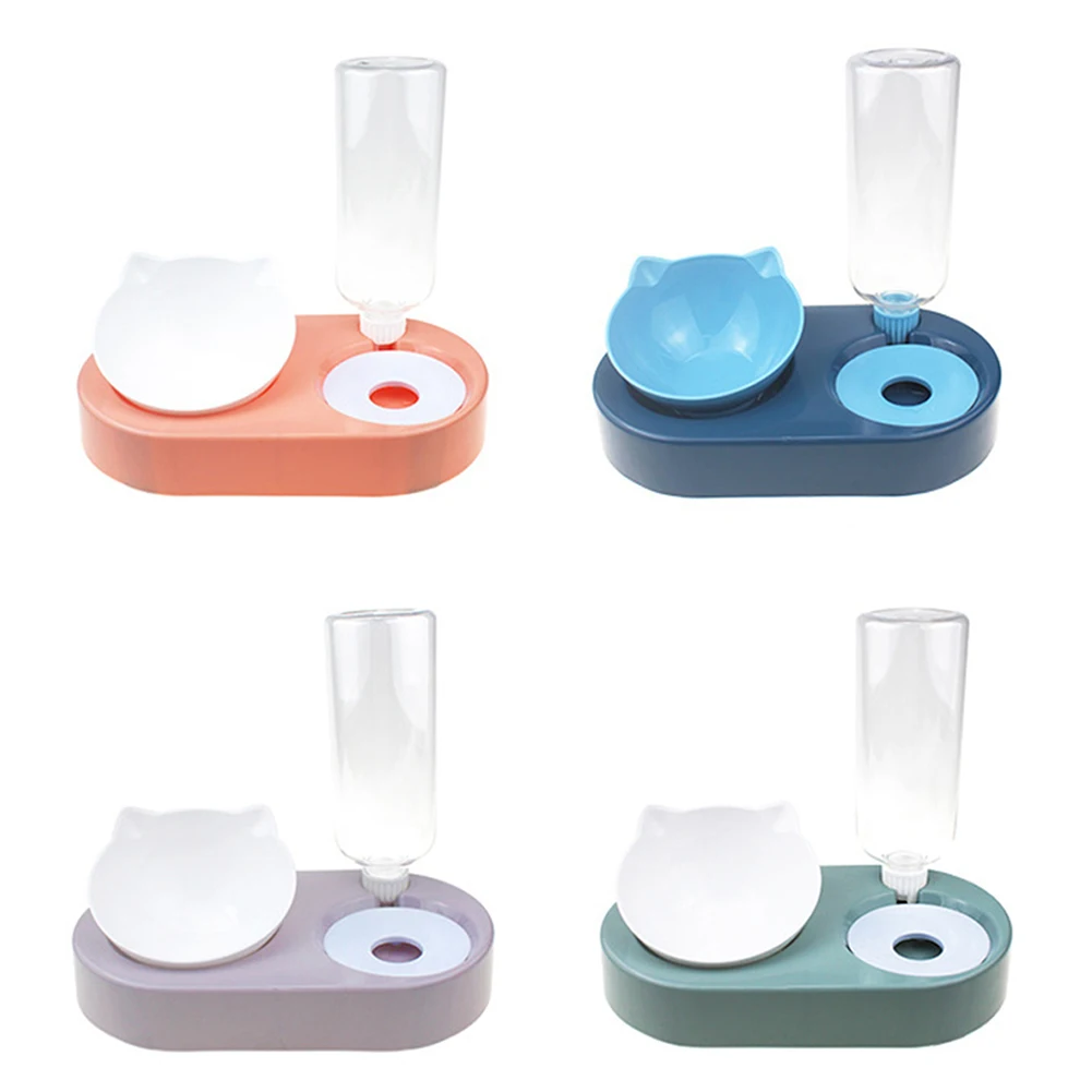 

Pet Feeder 2in1 Automatic Cat Dog Water Dispenser Kitten Food Bowl Double Bowl With Water Fountain Puppy Drinking Feeding Dish