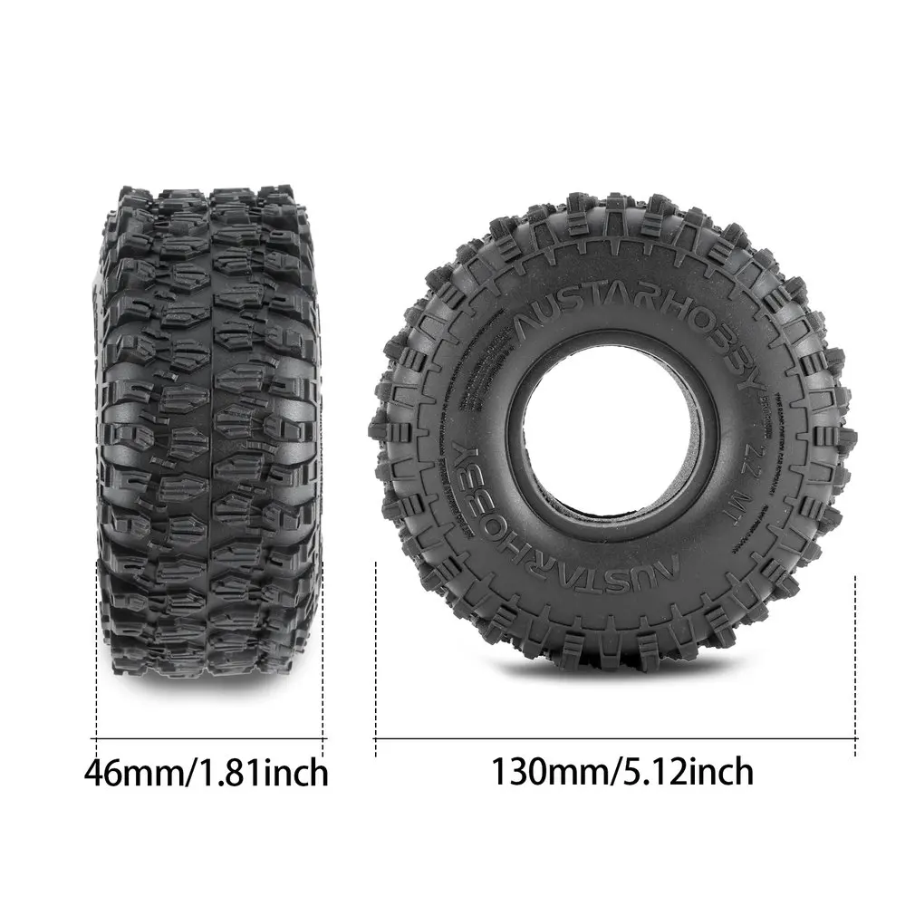 

4PCS 130*46MM 2.2 Inch Rubber Terrain Wheel Tires For 1/10 RC Crawler Truck Axial SCX10 RR10 RC Car Tyre
