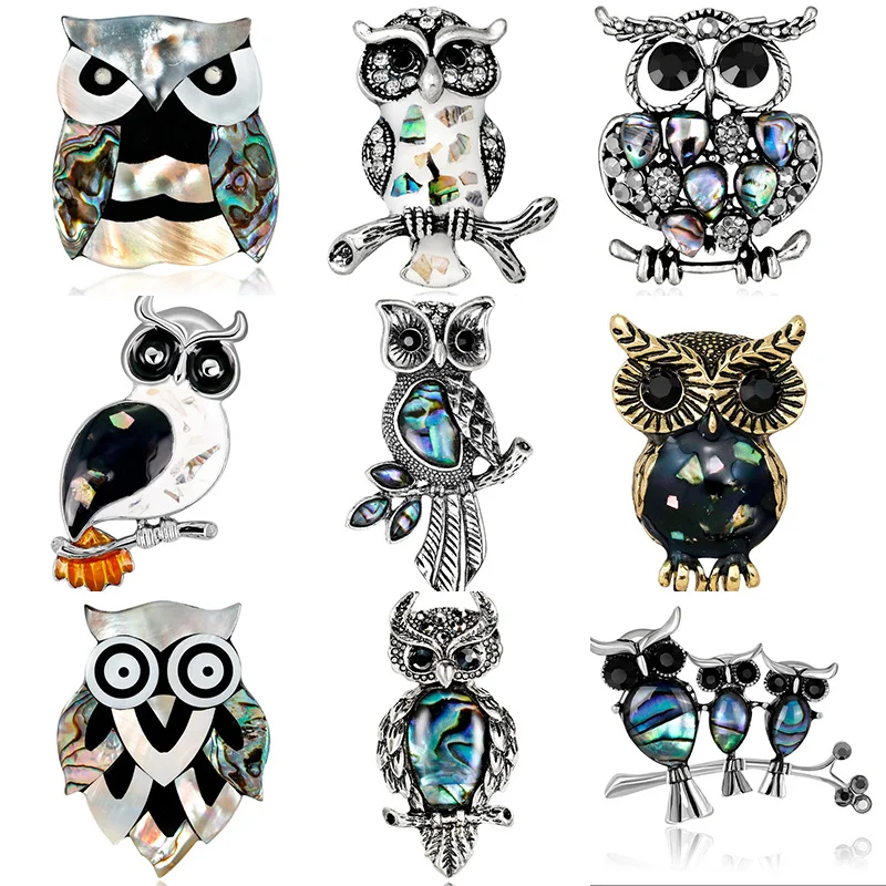 Женская Брошь-корсаж из натурального абалона в виде совы и птицы булавка