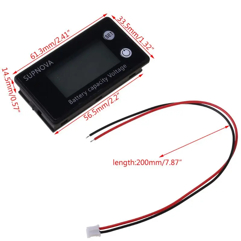 

Battery Capacity Indicator DC 8V-100V Lead Acid Lithium LiFePO4 Car Motorcycle Voltmeter Voltage Gauge 12V 24V 48V 72V