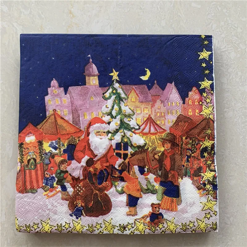 Рождественские бумажные салфетки для декупажа Декор Свадьба вечевечерние НКА