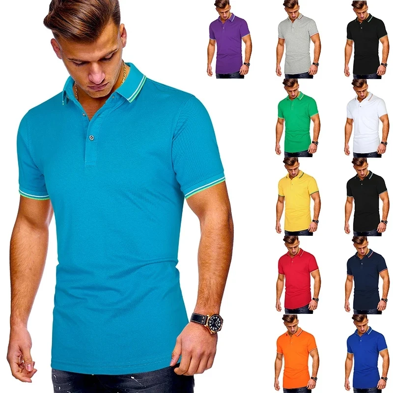 

2021 Summer New Style Top Quality Men's Polo Shirt Pique 100% Cotton Short-Sleeved Casual Breathable Lapel Men's Shirt