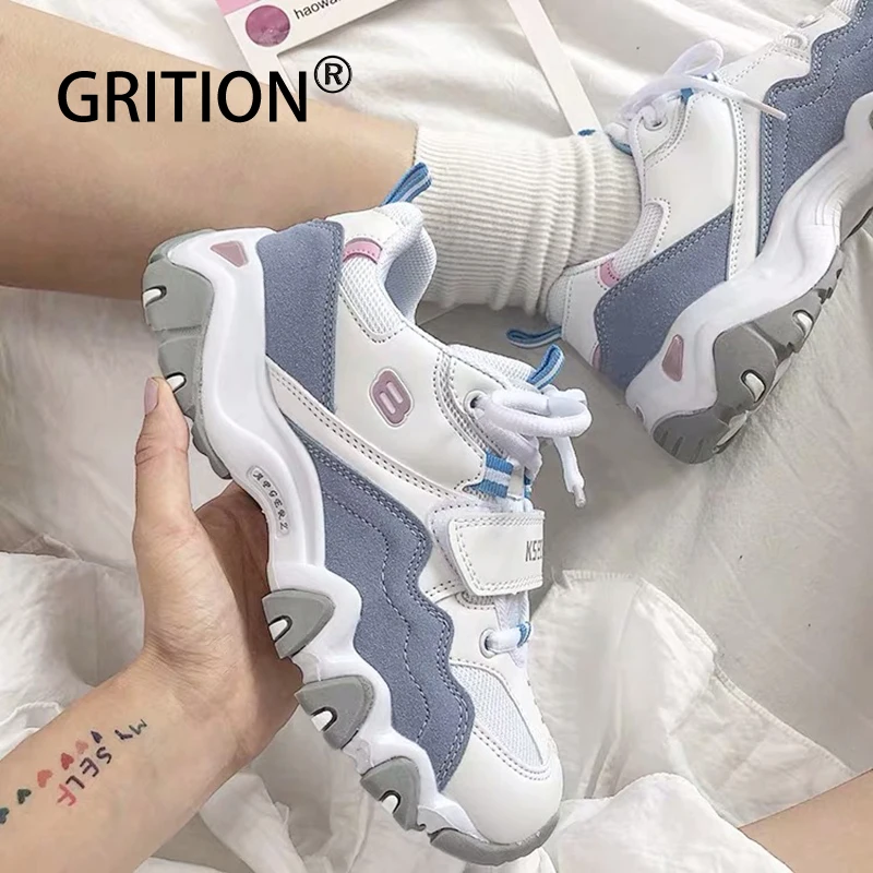 Кроссовки GRITION женские на шнуровке легкие дышащие сникерсы платформе