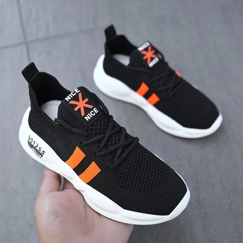

Black sneakers boys sports shoes child knitting casual summer massage comfort sneakers unisex girls tenis
