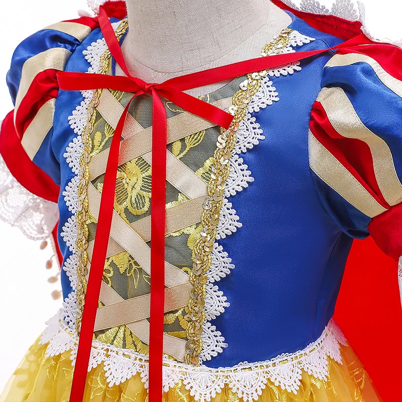 

Birthday Party Costume for Girls Princess Dress White Sequined Mesh Ball Gown Kids Snow Queen Cosplay Carnival Clothing
