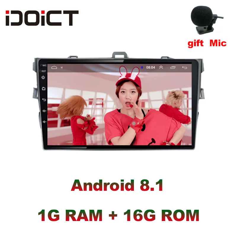 IDOICT Android 9 1 автомобильный DVD плеер GPS навигация Мультимедиа для Toyota Corolla радио 2008-2013