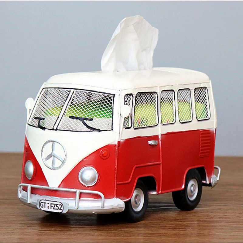 

Tissue boxes bus model retro car servilletero home decoration decoration retro decoration living room decoration