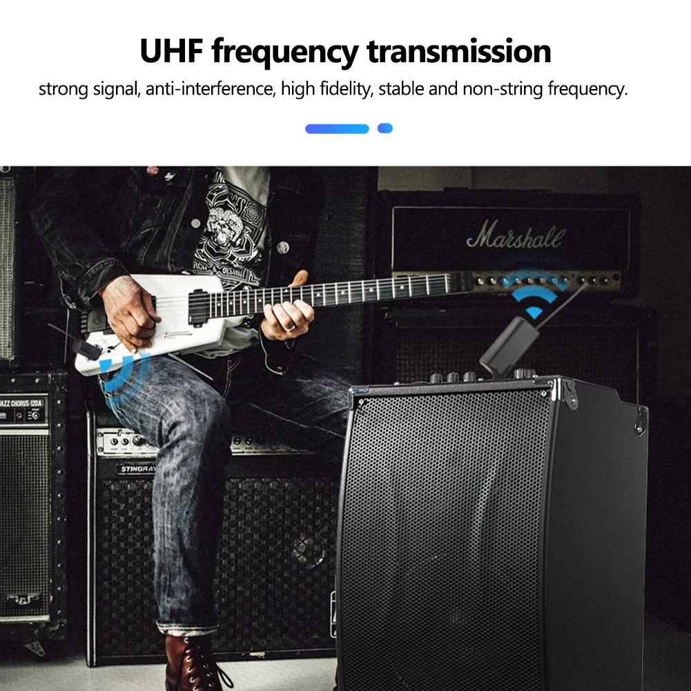 

Professional Wireless Guitar Bass Transmitter Receiver System Rechargeable Portable Audio Transmitter for Electric Guitar Bass