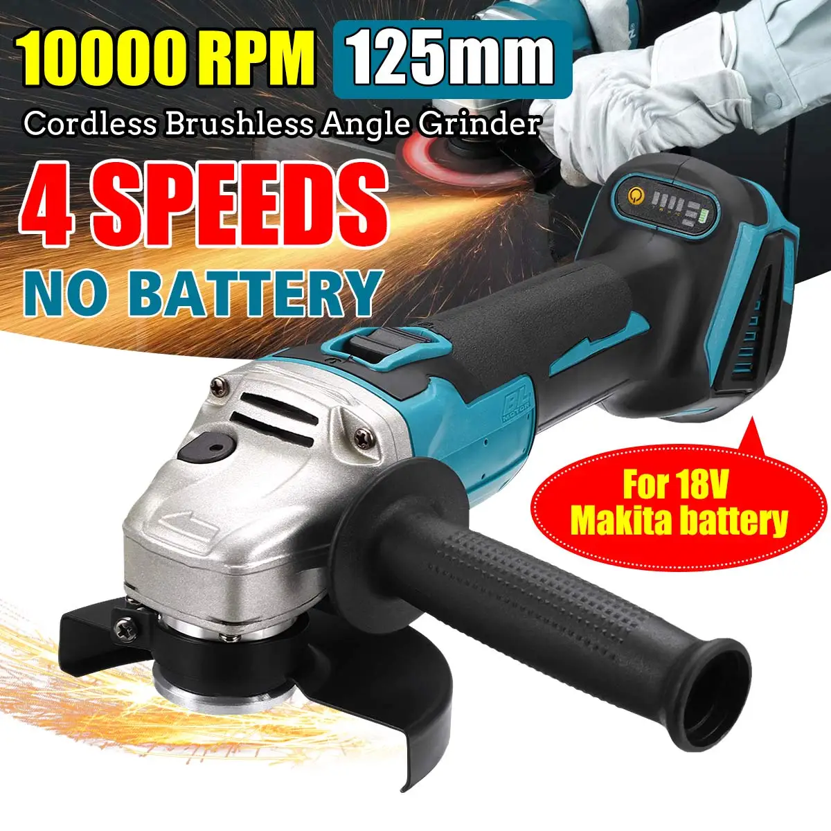 

125mm Brushless Cordless Impact Angle Grinder Without Battery For Makita 18V Polisher Electric Car Cutting Grinding Power tools