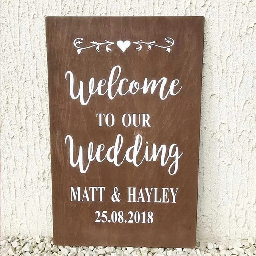 

Welcome Party Sign Decals Mural Wedding Decoration Wall Stickers Room Decor Art Vinyl Poster Baptism Personalised Decor AY1950
