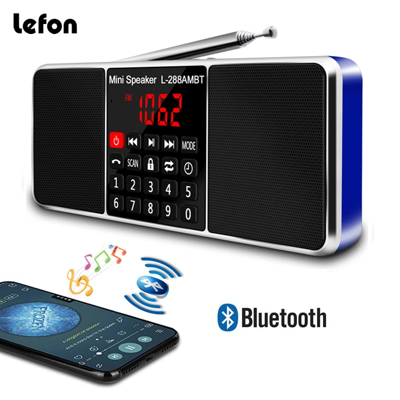 

Lefon Portable AM FM Radio Stereo Receiver Digital Bluetooth Speaker Support TF SD Card USB Disk AUX MP3 Rechargable Handsfree