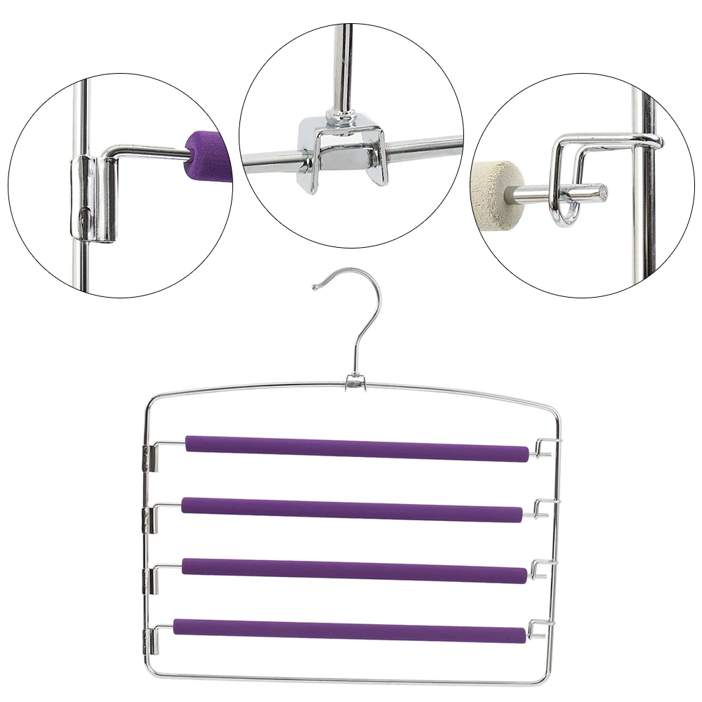 Multi-function Stainless Steel Trousers Hanger 4 Layer Non-slip Pants Clothes Holder Rack Detachable Clothing Household | Дом и сад