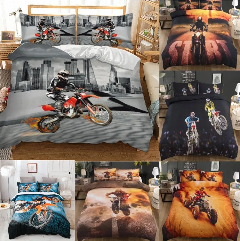 

Motocross Racing 3D Printed Duvet Cover Set Motorcycle Bedclothes Twin Full Queen King Size Bedding Set Bed Cover