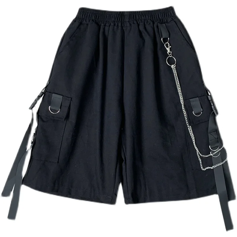 

2021 Solid Men's Shorts Summer Mens Beach Shorts Ribbons Black Hip Hop Streetwear Casual Male Sportswear Shorts Homme Clothing