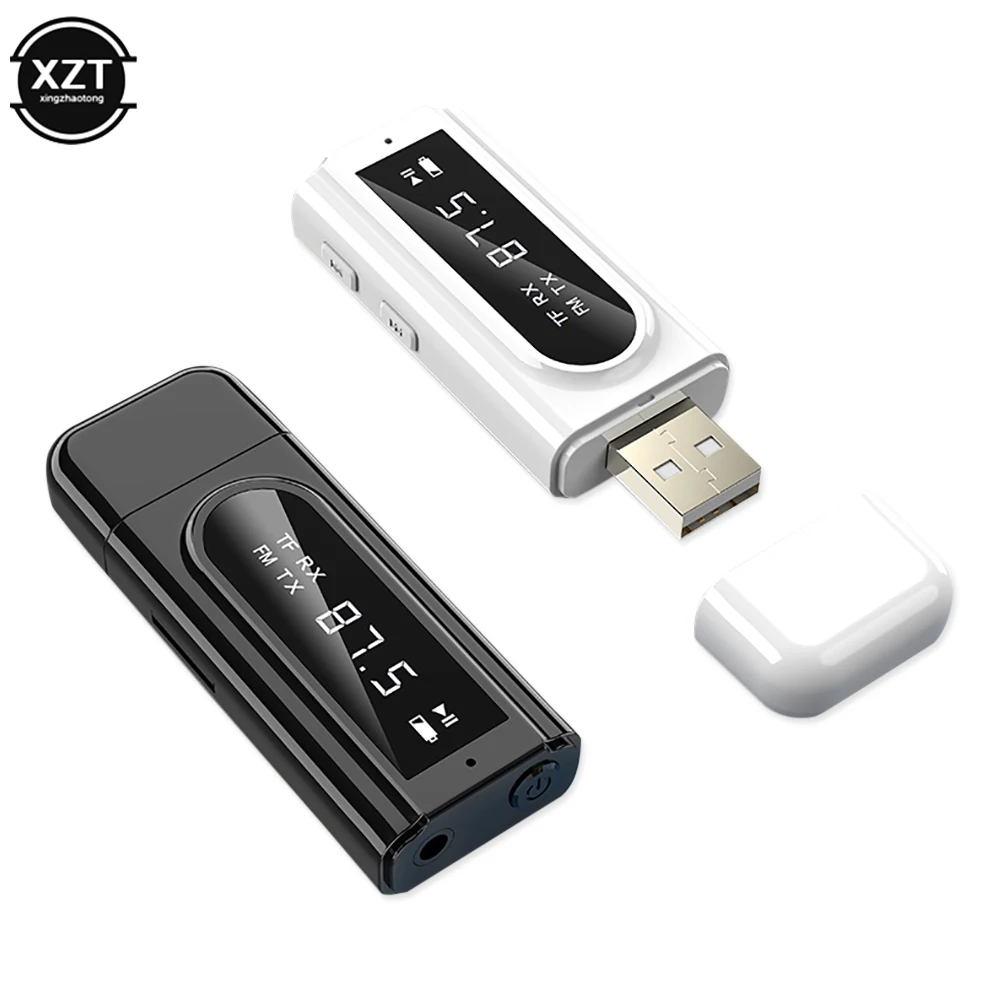 USB Bluetooth 5 0 приемник передатчик со светодиодным дисплеем 3 мм Aux TF карта