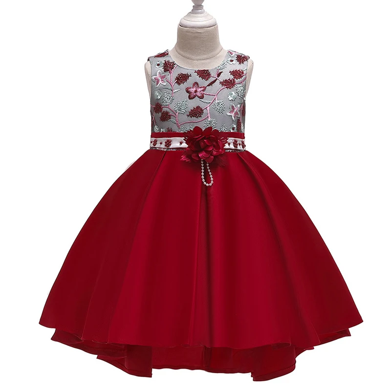 

2020 new girl dress embroidered dress girl bow cute dress flower princess dress girl formal dress show dress party dress